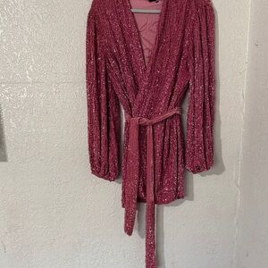 Retrofete Sparkling Pink Sequin Robe